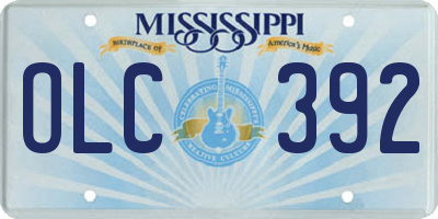 MS license plate OLC392