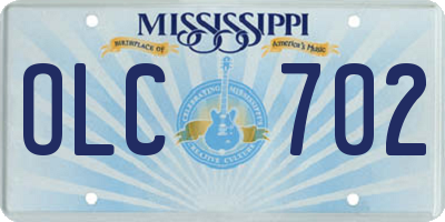 MS license plate OLC702