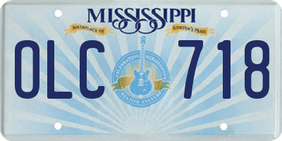 MS license plate OLC718