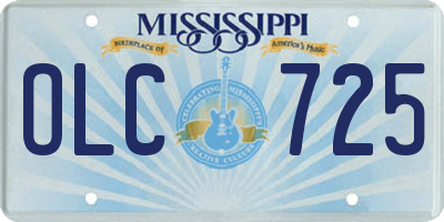 MS license plate OLC725