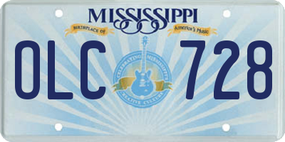 MS license plate OLC728