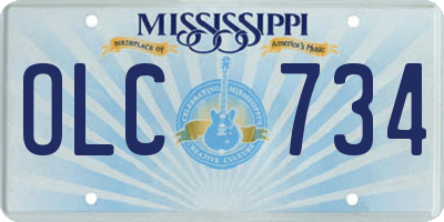MS license plate OLC734