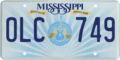 MS license plate OLC749