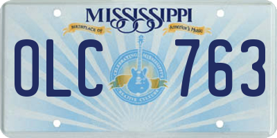MS license plate OLC763