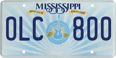 MS license plate OLC800