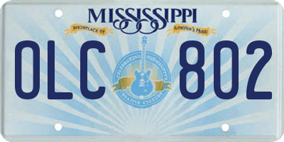 MS license plate OLC802