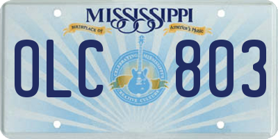 MS license plate OLC803