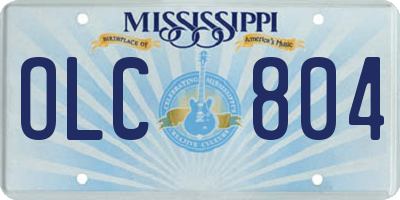 MS license plate OLC804