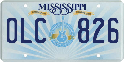 MS license plate OLC826