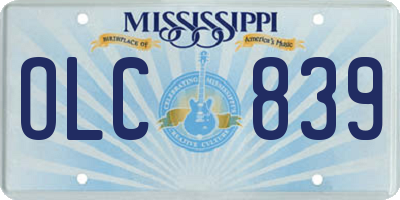 MS license plate OLC839