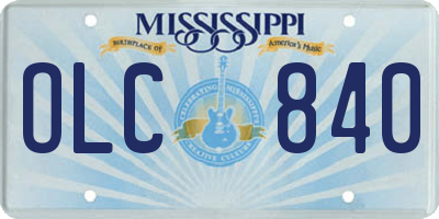 MS license plate OLC840