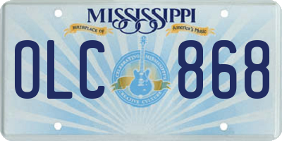 MS license plate OLC868