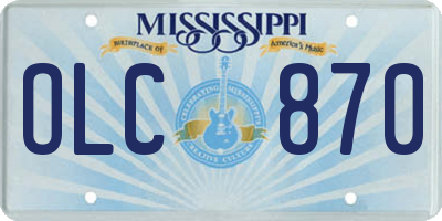 MS license plate OLC870