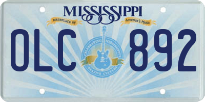 MS license plate OLC892