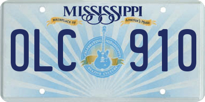 MS license plate OLC910