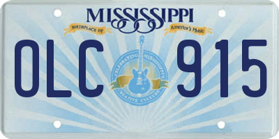 MS license plate OLC915