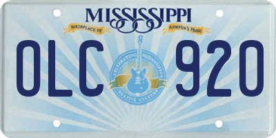 MS license plate OLC920