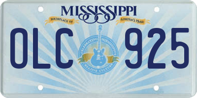 MS license plate OLC925