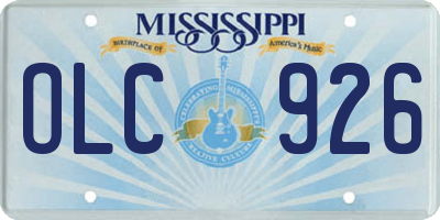 MS license plate OLC926