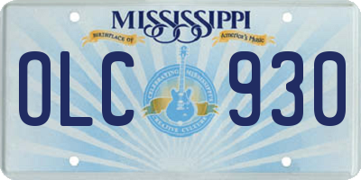 MS license plate OLC930