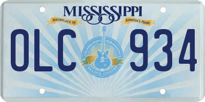 MS license plate OLC934