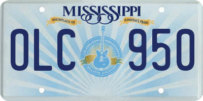 MS license plate OLC950
