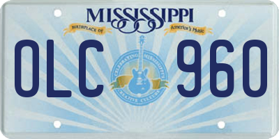 MS license plate OLC960