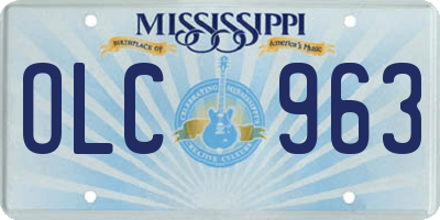 MS license plate OLC963