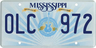 MS license plate OLC972