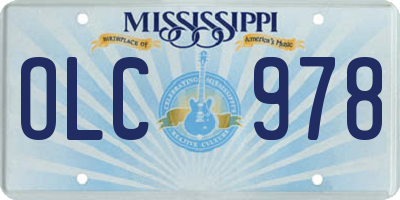 MS license plate OLC978