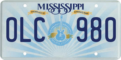 MS license plate OLC980