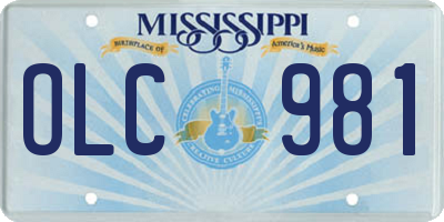 MS license plate OLC981