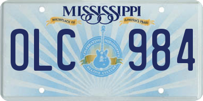 MS license plate OLC984