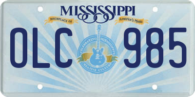 MS license plate OLC985