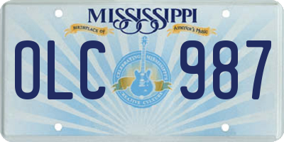 MS license plate OLC987