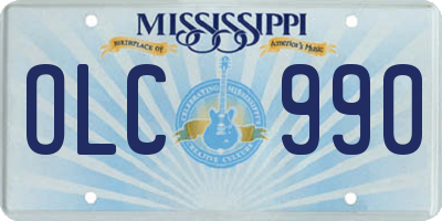 MS license plate OLC990