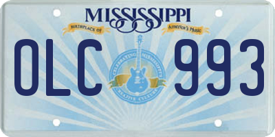 MS license plate OLC993