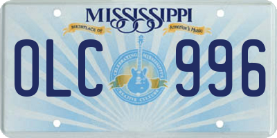 MS license plate OLC996
