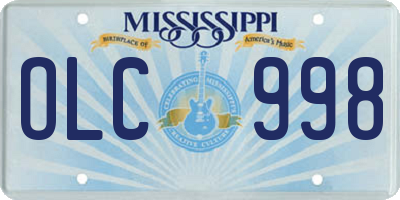 MS license plate OLC998