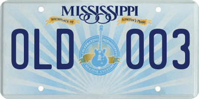MS license plate OLD003