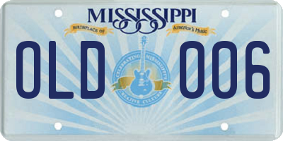 MS license plate OLD006