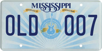 MS license plate OLD007
