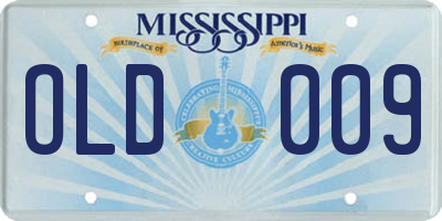 MS license plate OLD009