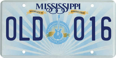 MS license plate OLD016