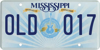 MS license plate OLD017