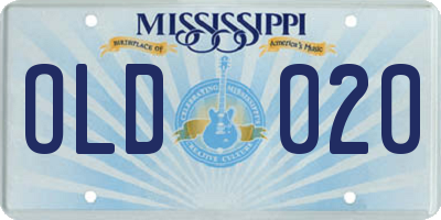 MS license plate OLD020