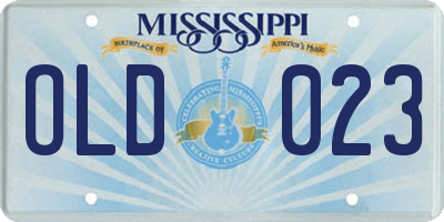 MS license plate OLD023