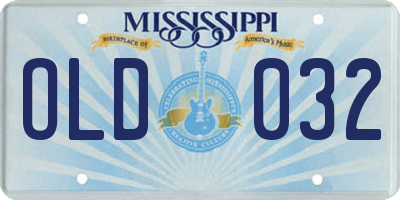 MS license plate OLD032
