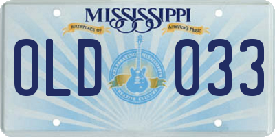 MS license plate OLD033