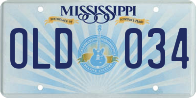 MS license plate OLD034